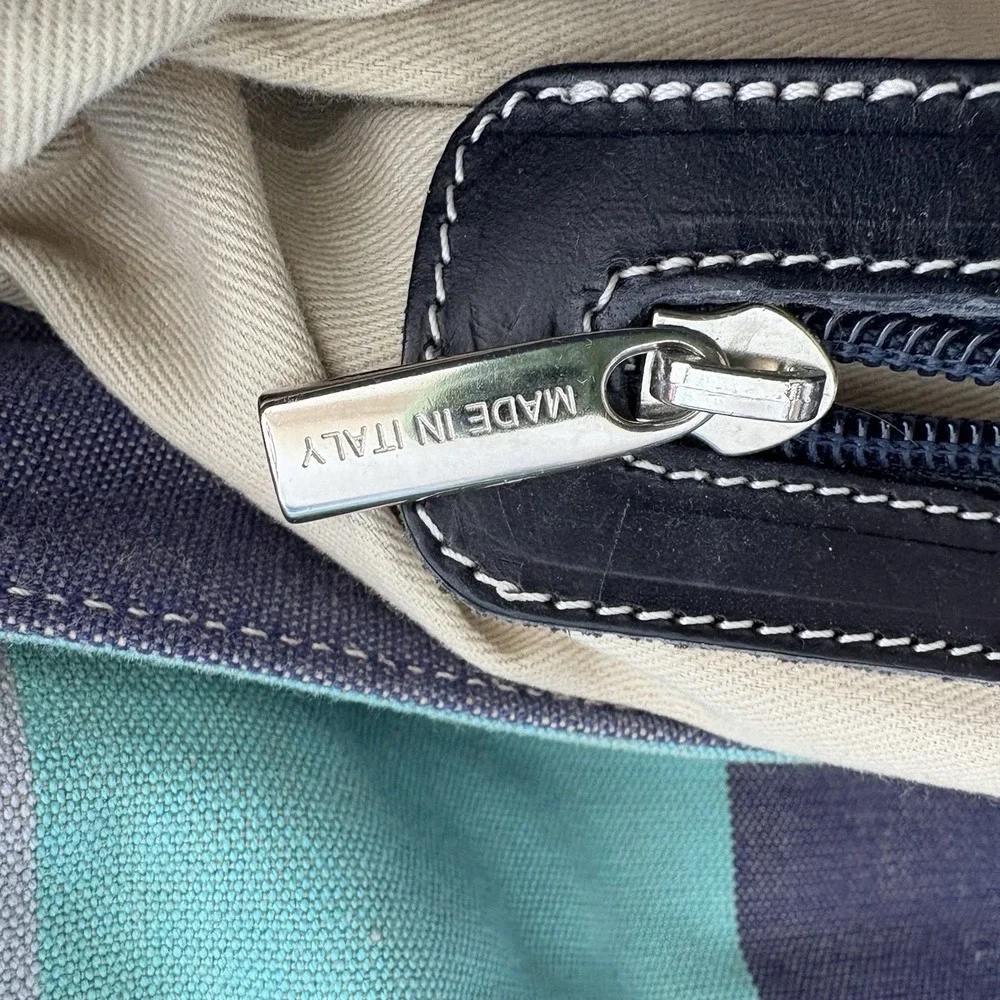 Fabriano Cloth Messenger Bag Multicolor‎ Striped Adjustable Strap Made in Italy